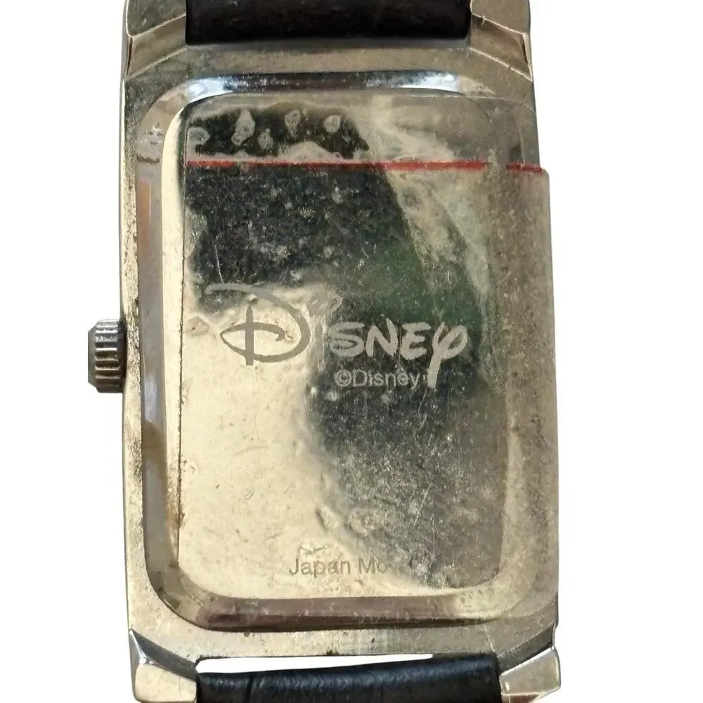 Disney Ladies Mickey Mouse Watch Japan Movement Black Leather Strap New Unused